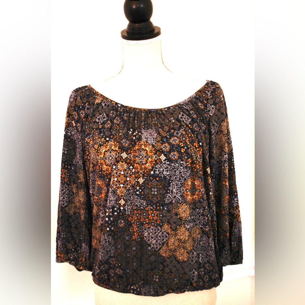 Michael Kors Bohemian Scoop Neck Top Blouse Size L